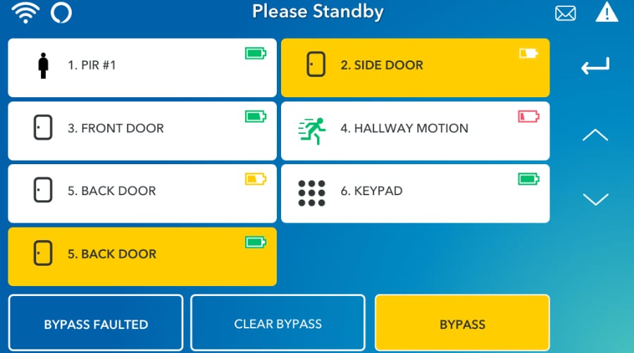 Erie security system command screen.